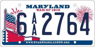 MD license plate 6AA2764