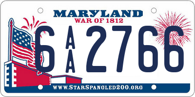 MD license plate 6AA2766