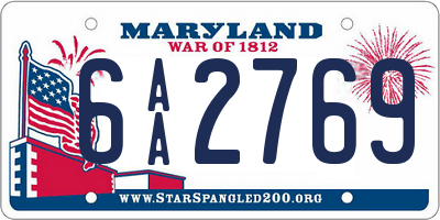 MD license plate 6AA2769