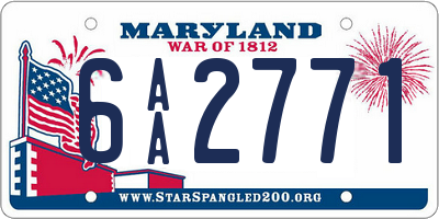 MD license plate 6AA2771