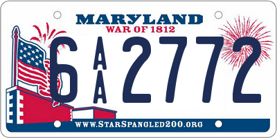 MD license plate 6AA2772