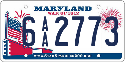 MD license plate 6AA2773