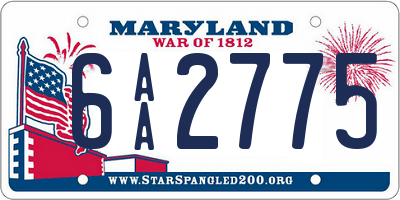 MD license plate 6AA2775