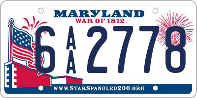 MD license plate 6AA2778