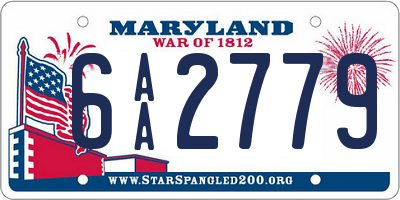 MD license plate 6AA2779