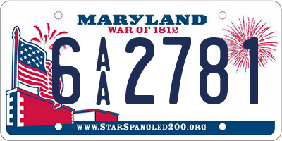 MD license plate 6AA2781