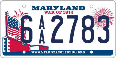 MD license plate 6AA2783