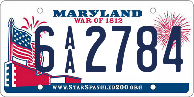 MD license plate 6AA2784