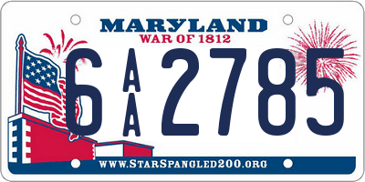 MD license plate 6AA2785