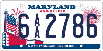 MD license plate 6AA2786