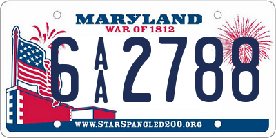 MD license plate 6AA2788