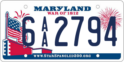 MD license plate 6AA2794