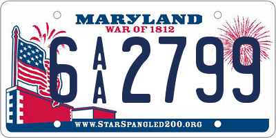 MD license plate 6AA2799