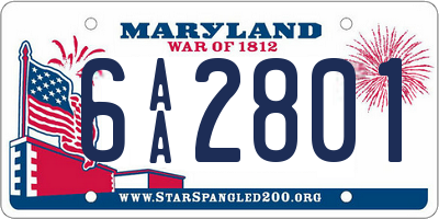 MD license plate 6AA2801