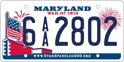 MD license plate 6AA2802