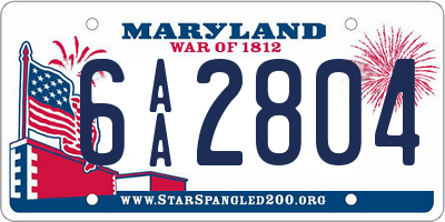 MD license plate 6AA2804