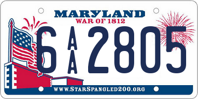 MD license plate 6AA2805