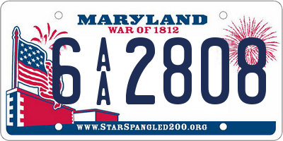 MD license plate 6AA2808