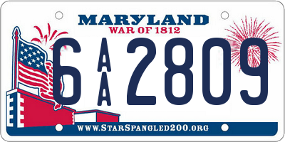 MD license plate 6AA2809