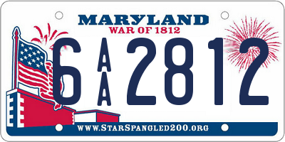 MD license plate 6AA2812