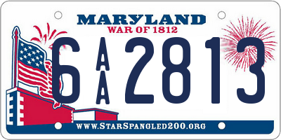 MD license plate 6AA2813