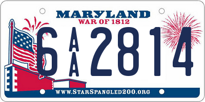 MD license plate 6AA2814