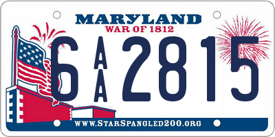 MD license plate 6AA2815