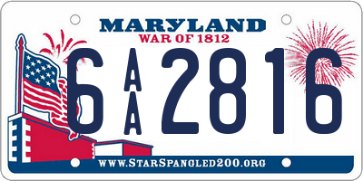 MD license plate 6AA2816