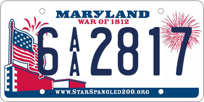 MD license plate 6AA2817