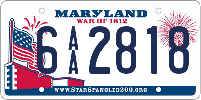 MD license plate 6AA2818