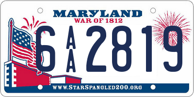 MD license plate 6AA2819