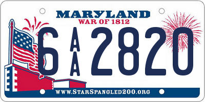 MD license plate 6AA2820