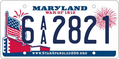 MD license plate 6AA2821