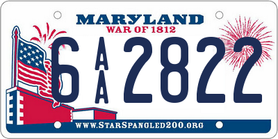 MD license plate 6AA2822