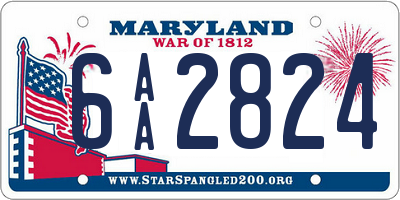 MD license plate 6AA2824