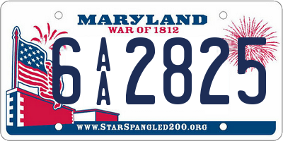 MD license plate 6AA2825