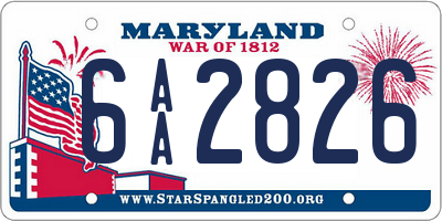 MD license plate 6AA2826