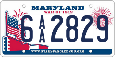 MD license plate 6AA2829