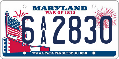 MD license plate 6AA2830