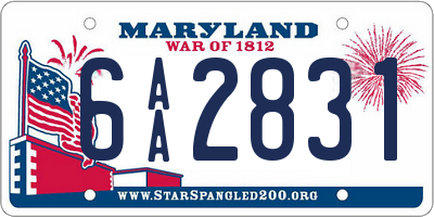 MD license plate 6AA2831