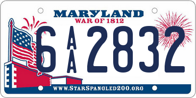 MD license plate 6AA2832