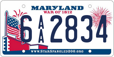 MD license plate 6AA2834