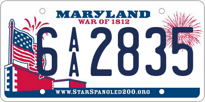 MD license plate 6AA2835