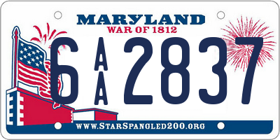 MD license plate 6AA2837