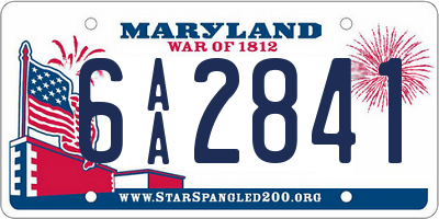 MD license plate 6AA2841