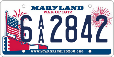 MD license plate 6AA2842