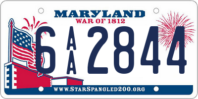 MD license plate 6AA2844