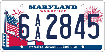 MD license plate 6AA2845