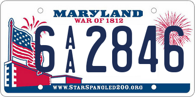 MD license plate 6AA2846