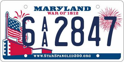 MD license plate 6AA2847